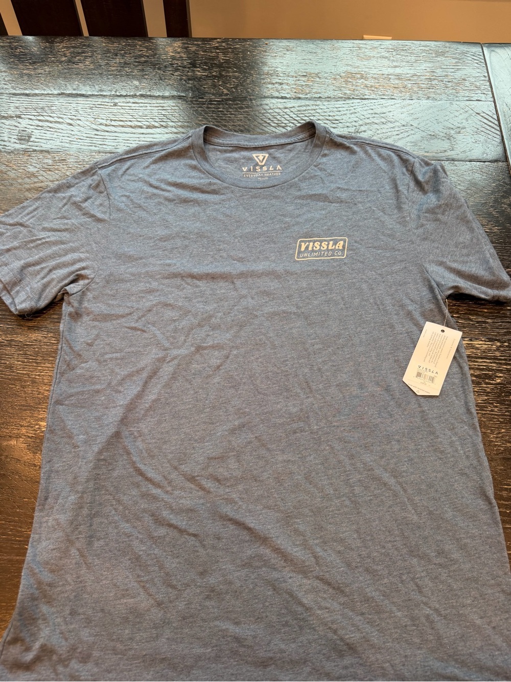 VISSLA Heather Blue Short Sleeve Logo Tee